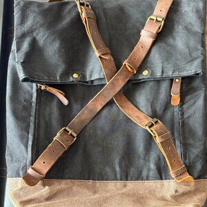 Vintage Black Waxed Canvas Backpack